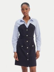 Morgan Sukienka koszulowa 261-RIVOL Granatowy Slim Fit. Niebieskie sukienki Morgan, bez wzorów, z wiskozy, bez kołnierzyka, bez ramiączek, koszulowe. Za 429.99 zł.