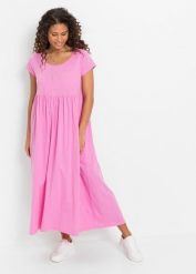 Sukienka shirtowa z bawełny organicznej. Niebieskie sukienki bonprix, bez wzorów, z bawełny, bez kołnierzyka, petite, bez ramiączek. Za 142.99 zł.