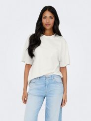 JDY Koszulka "Carla" w kolorze białym rozmiar: XS. Białe bluzki JDY, xs, bez wzorów, z bawełny, bez kołnierzyka, bez ramiączek. Za 44.09 zł.