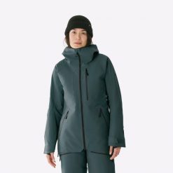 Kurtka narciarska i snowboardowa damska Quechua FR 500. Niebieskie kurtki narciarskie WED'ZE, m, bez wzorów, z materiału, bez kaptura, narciarskie. Za 749.99 zł.