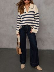 Milan Kiss Sweter w kolorze kremowo-granatowym rozmiar: S. Brązowe swetry Milan Kiss, s, bez wzorów, bez ramiączek. Za 165.99 zł.