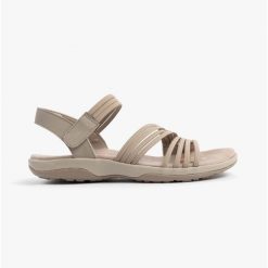 Sandały damskie SKECHERS Reggae Slim Coffee Run. Brązowe sandały Skechers, bez wzorów, sportowe, bez obcasa, bez zapięcia. Za 269.99 zł.