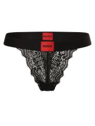 HUGO Stringi Kobiety Koronka czarny, S. Czarne stringi Hugo, bez wzorów, z koronki. Za 129.95 zł.