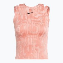 Tank top tenisowy damski Nike Court Dri-Fit Slam RG. Czerwone topy Nike, bez wzorów, bez kołnierzyka, bez ramiączek. Za 219.99 zł.