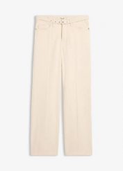 Luźne jeansy straight, mid waist, z bawełny. Brązowe jeansy bonprix, bez wzorów. Za 47.99 zł.