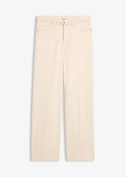 Luźne jeansy straight, mid waist, z bawełny. Brązowe jeansy bonprix, bez wzorów. Za 47.99 zł.