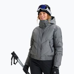 Kurtka snowboardowa damska ROXY Snow Shimmer. Czarne kurtki narciarskie Roxy, l, bez wzorów, z materiału, bez kaptura, snowboardowy. Za 1,013.10 zł.