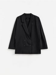 Marynarka oversize z lyocellu - czarny. Czarne marynarki i żakiety Reserved, l, bez wzorów, z lyocellu. Za 199.99 zł.