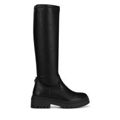 Kozaki MEXX. Czarne kozaki Mexx, bez obcasa, na słupku, bez zapięcia. Za 279.99 zł.