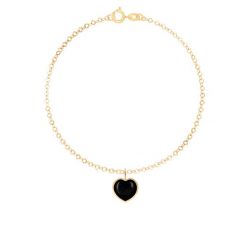 Bransoletka ze złota próby 585 z zawieszką serce z czarnym onyksem. Czarne bransoletki Lilou, z onyksem, złote. Za 1,316.00 zł.