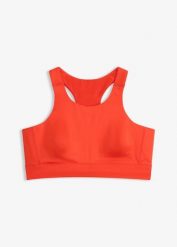 Biustonosz sportowy lekko podtrzymujący z tyłem typu bokserka. Czerwone bielizna sportowa bonprix, l, bez wzorów. Za 27.99 zł.