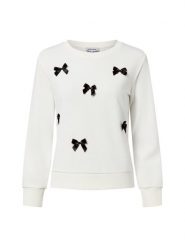 More & More Bluza damska Kobiety Bawełna biały|czarny wzorzysty, 38. Białe bluzy More & More, z aplikacjami, z bawełny, bez kaptura. Za 339.95 zł.