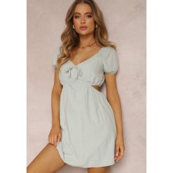 Miętowa Sukienka Demaret. Zielone sukienki Renee, na co dzień, na lato, l, bez wzorów, z bawełny, bez kołnierzyka, bez ramiączek, mini, rozkloszowane. Za 69.99 zł.