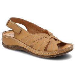 Brązowe Sandały Kampa Wygodne Skórzane Buty Na Lato. Brązowe sandały KAMPA, bez wzorów, ze skóry, wakacyjne, bez obcasa, na obcasie, bez zapięcia. Za 175.00 zł.