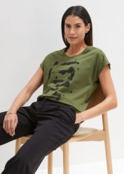 T-shirt. Czarne t-shirty bonprix, bez wzorów, bez kołnierzyka, bez ramiączek. Za 59.99 zł.