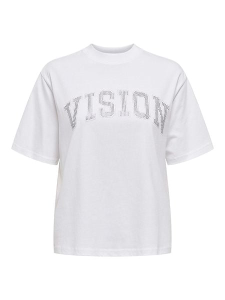 ONLY Koszulka w kolorze białym rozmiar: M. Białe bluzki Only, m, bez wzorów, z bawełny, bez kołnierzyka, bez ramiączek. Za 52.30 zł.