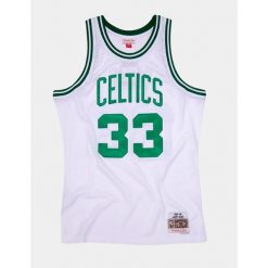 Koszulka NBA Boston Celtics Larry Bird. Białe bluzki Mitchell & Ness, bez wzorów, sportowe, bez kołnierzyka, bez ramiączek. W wyprzedaży za 421.50 zł.