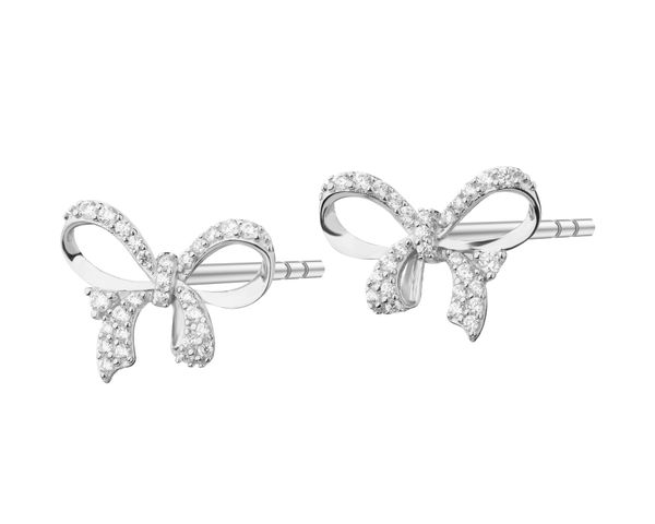 Kolczyki srebrne z cyrkoniami - kokardki. Szare kolczyki Apart, z cyrkonią, srebrne. Za 189.00 zł.