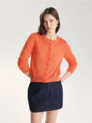 Kardigan z wełną alpaki - pomarańczowy. Brązowe kardigany Reserved, l, bez wzorów, z dzianiny. Za 159.99 zł.