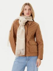 Tommy Hilfiger Szalik Script Logo AW0AW17786 Beżowy. Brązowe rękawiczki TOMMY HILFIGER, bez wzorów, z materiału. Za 389.99 zł.