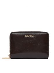 Calvin Klein Portfel Foil Glossy Square Zip Around LV04F1201G Brązowy. Brązowe portfele Calvin Klein, bez wzorów, ze skóry. Za 249.99 zł.