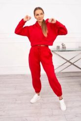 Komplet ocieplany z krótką bluzą czerwony. Czerwone bluzy KESI, l, bez wzorów, z bawełny, bez kaptura. Za 297.97 zł.