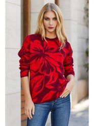 Milan Kiss Sweter w kolorze czerwonym ze wzorem rozmiar: M. Czerwone swetry Milan Kiss, m, bez wzorów, z bawełny, bez ramiączek. Za 184.95 zł.