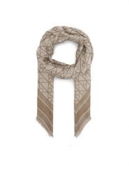 Calvin Klein Chusta Emblem Aop Jacquard Square Scarf LV04F8080G Beżowy. Brązowe rękawiczki Calvin Klein, bez wzorów. Za 289.99 zł.