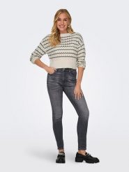 ONLY Sweter w kolorze kremowo-czarnym rozmiar: L. Brązowe swetry Only, l, bez wzorów, bez ramiączek. Za 85.95 zł.
