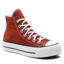 Buty do chodzenia damskie Converse Chuck Taylor All Star Lift Platform Canvas. Brązowe obuwie sportowe Converse, z materiału, bez zapięcia, trekkingowe. W wyprzedaży za 358.35 zł.