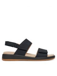Caprice Sandały 9-28207-44 Czarny. Czarne sandały Caprice, bez wzorów, z nubiku, bez obcasa, na płaskiej podeszwie, bez zapięcia. Za 219.99 zł.