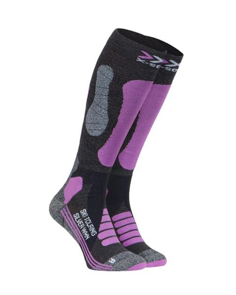 Skarpety X-SOCKS SKI TOURING SILVER 4.0 Purple Grey. Fioletowe skarpety X Socks, bez wzorów, ze skóry. Za 90.00 zł.