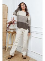 Joséfine Sweter "Lurcia" w kolorze brązowo-kremowym rozmiar: L. Brązowe swetry Joséfine, l, bez wzorów, z kaszmiru, bez ramiączek. Za 195.99 zł.