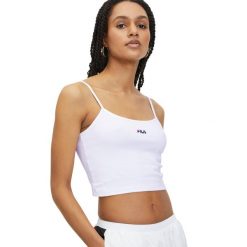 Koszulka damska FILA Loni Cropped Spaghetti. Białe koszulki sportowe Fila, bez wzorów, bez ramiączek. Za 85.99 zł.