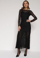Czarna Koronkowa Sukienka Taliowana z Odkrytymi Plecami Talifera. Czarne sukienki Born2be, s, bez wzorów, z koronki, eleganckie, bez kołnierzyka, bez ramiączek, maxi. Za 159.99 zł.