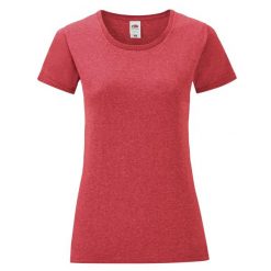 Koszulka Damska Iconic Heather T-shirt. Czerwone t-shirty FRUIT OF THE LOOM, xl, bez wzorów, bez kołnierzyka, bez ramiączek. Za 37.99 zł.
