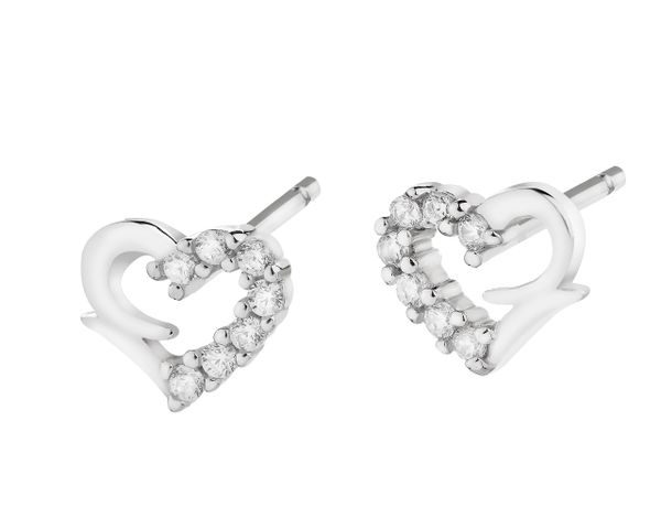 Kolczyki srebrne z cyrkoniami - serca. Szare kolczyki Apart, z cyrkonią, srebrne. Za 89.00 zł.