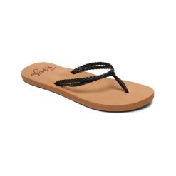 Japonki plażowe damskie Roxy Costas. Brązowe klapki Roxy, bez wzorów, z syntetyku, bez obcasa. Za 99.99 zł.