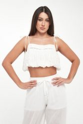 Top damski lniany bombka TWINSET U&B. Topy Twinset U&B, l, bez wzorów, ze lnu, bez kołnierzyka, bez ramiączek. Za 699.00 zł.