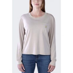 Koszulka bawełniana damska z długim rękawem Carhartt Lightweight Pocket. Brązowe bluzki Carhartt, xl, bez wzorów, z bawełny, sportowe, bez kołnierzyka, bez ramiączek. Za 159.99 zł.