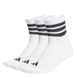Skarpety 3 Stripes Cushioned Sportswear Mid Cut Socks 3 Pair Pack. Białe skarpety Adidas, bez wzorów. Za 59.95 zł.