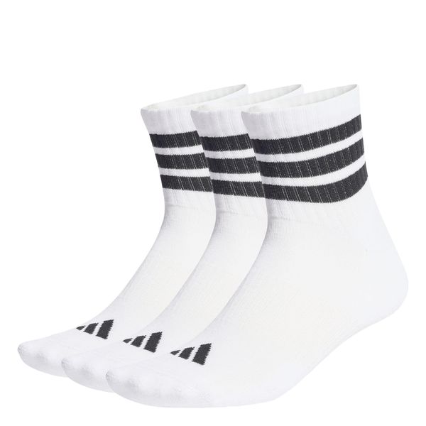 SKARPETY 3 STRIPES CUSHIONED SPORTSWEAR MID CUT SOCKS 3 PAIR PACK. Białe skarpety Adidas, bez wzorów, z bawełny. Za 59.95 zł.