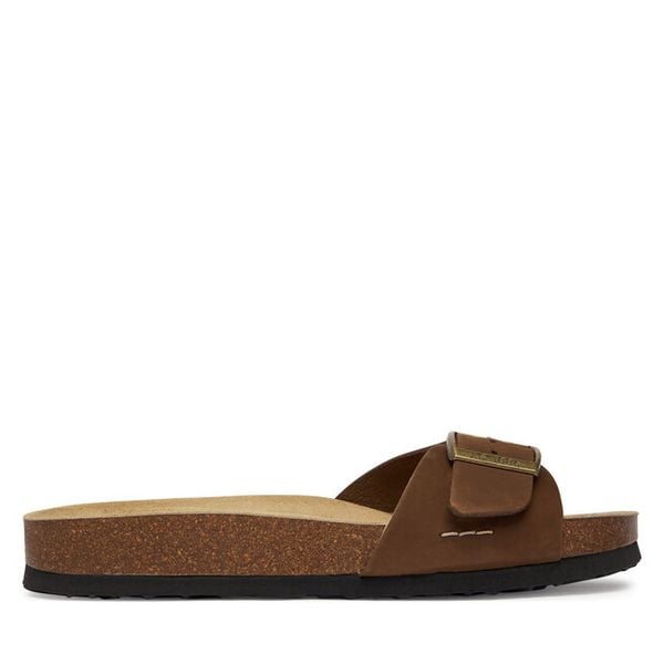 Klapki Josef Seibel. Brązowe klapki Josef Seibel, bez wzorów, bez obcasa. Za 314.99 zł.