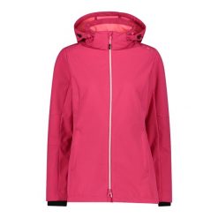 Kurtka turystyczna damska z kapturem i zamkiem CMP. Czerwone kurtki sportowe CMP, xl, bez wzorów, z softshellu, z kapturem, trekkingowe. Za 447.00 zł.