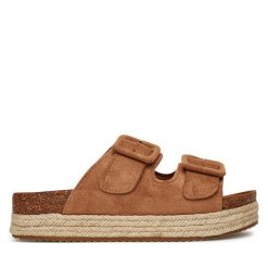 Espadryle DeeZee. Brązowe espadryle DeeZee, bez wzorów, bez obcasa, bez zapięcia. Za 111.99 zł.