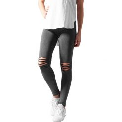 Damskie klasyczne legginsy miejskie z wycięciami do kolan. Czarne legginsy Urban Classics, bez wzorów. Za 149.50 zł.