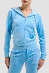JUICY COUTURE Błękitna damska bluza Robertson Hoodie, Rozmiar M. Niebieskie bluzy sportowe Juicy Couture, m, bez wzorów, bez kaptura. W wyprzedaży za 329.99 zł.