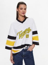 Tommy Jeans Bluzka Collegiate 85 DW0DW14862 Biały Oversize. Białe bluzki Tommy Jeans, m, bez wzorów, z jeansu, bez kołnierzyka, bez ramiączek. Za 499.99 zł.