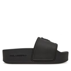 Klapki KARL LAGERFELD. Czarne klapki KARL LAGERFELD, bez wzorów, bez obcasa. Za 319.99 zł.