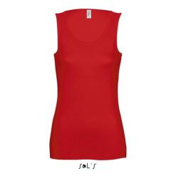 Damski tank top Sol's Jane. Czerwone topy SOL'S, s, bez wzorów, z bawełny, bez kołnierzyka, bez ramiączek. W wyprzedaży za 31.50 zł.